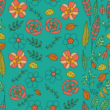 Vektör tropik bitkiler kümesiyle doodle