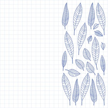 Vektör tropik bitkiler kümesiyle doodle