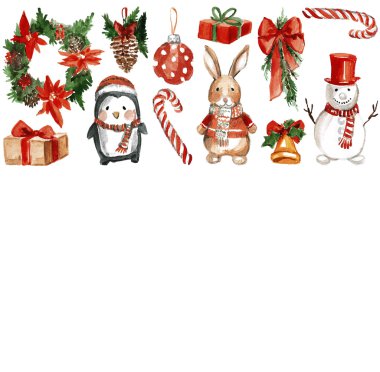 Neşeli yılbaşı Holly neşeli suluboya desen