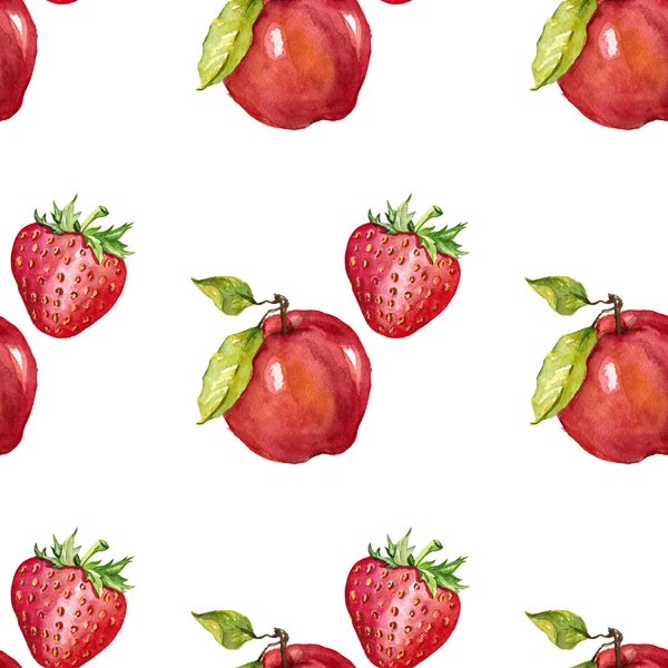 Akvarell zökkenőmentes minta gyümölcsökkel — Stock Fotó