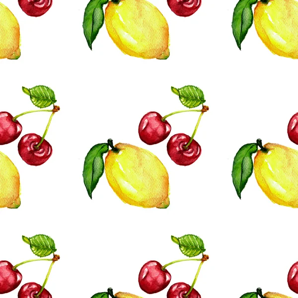 Акварельний безшовний візерунок з фруктами — стокове фото