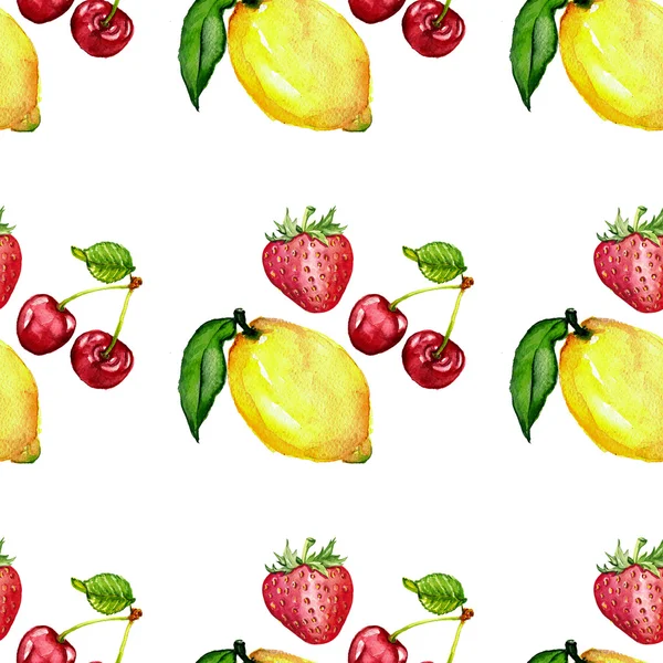 Patrón sin costura de acuarela con frutas —  Fotos de Stock