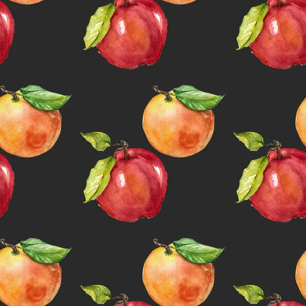 Aquarel naadloze patroon met donkere achtergrond van vruchten — Stockfoto