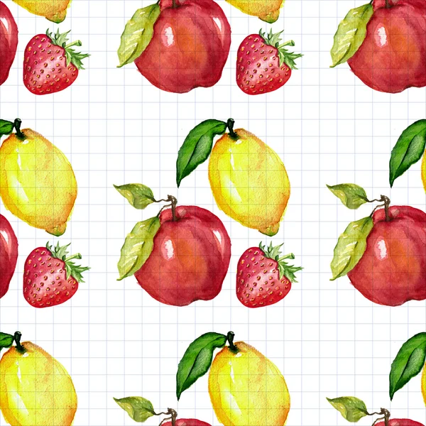 Naadloze aquarel patroon met vruchten — Stockfoto