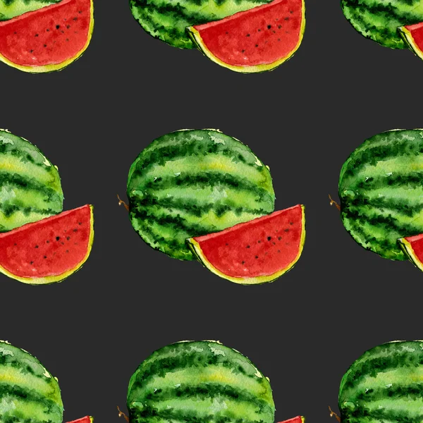 Watercolor seamless pattern with fruits Dark background — Stock Photo, Image