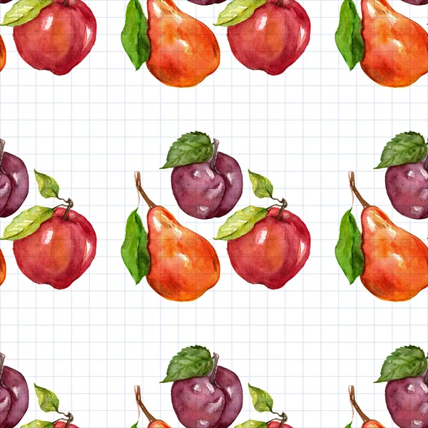 Seamless watercolor pattern with fruits — Stock Photo, Image