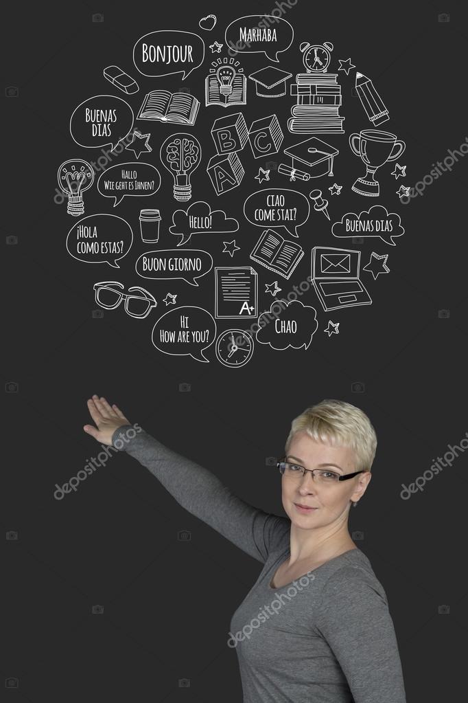 Language courses concept Hello How are you Good morning Hand drawn elements