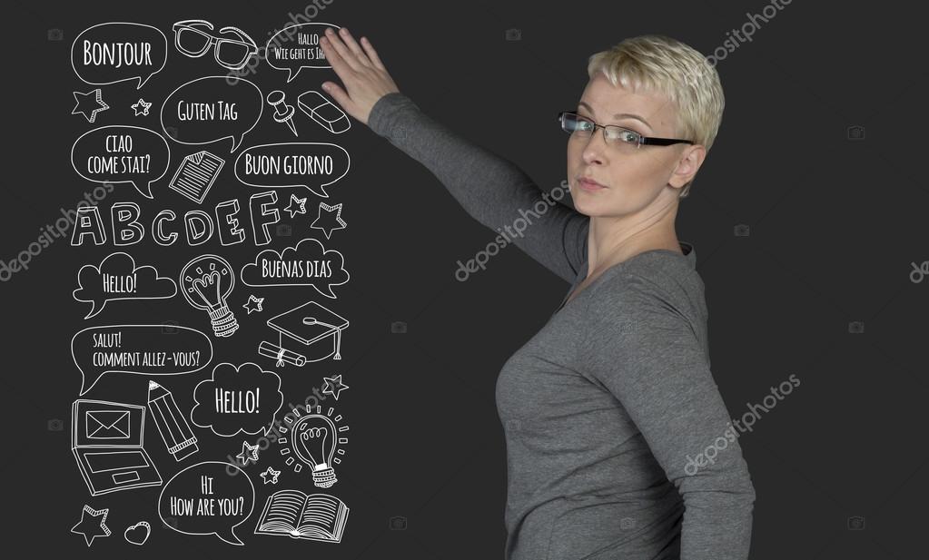 Language courses concept Hello How are you Good morning Hand drawn elements