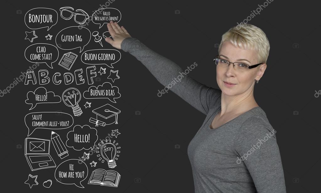 Language courses concept Hello How are you Good morning Hand drawn elements