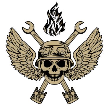 Vektör motorcu elle çizilmiş öğeleri onarım garaj motosiklet motosiklet binici özgürlük ayarla