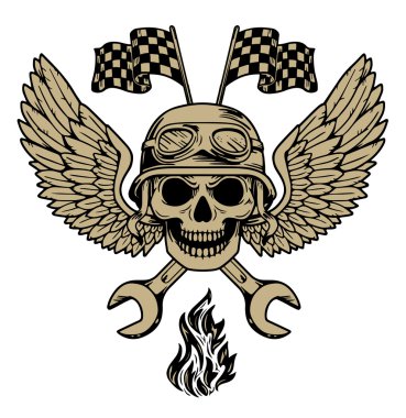 Vektör motorcu elle çizilmiş öğeleri onarım garaj motosiklet motosiklet binici özgürlük ayarla