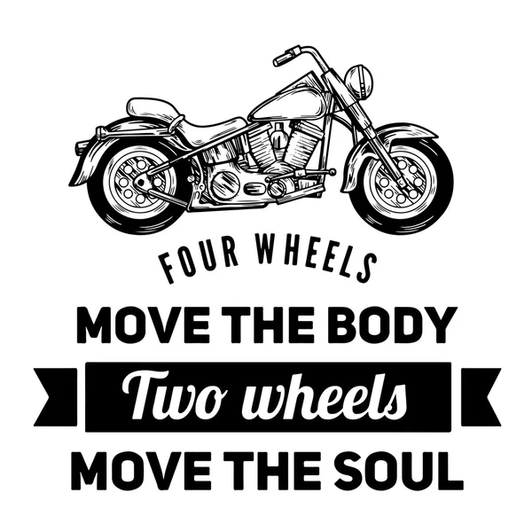 两个轮子移动灵魂报价关于摩托车和骑自行车的人 — 图库矢量图片