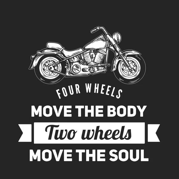 Duas rodas mover a alma Citação sobre motocicletas e motociclistas — Vetor de Stock