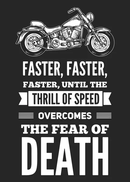 Швидше... Цитата мотоцикла для гаража, сервісу, футболки, плакатів — стоковий вектор