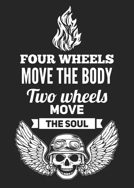 Четыре колеса двигают тело Два колеса двигают душу — стоковый вектор