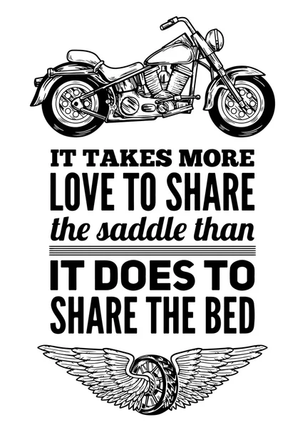 É preciso mais amor para compartilhar sela Motocicleta citação — Vetor de Stock