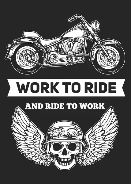 Trabajo para montar Bkers cita sobre motocicletas — Archivo Imágenes Vectoriales