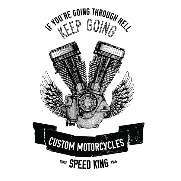 Handgezeichneter Vektor Motorrad Zitat — Stockvektor