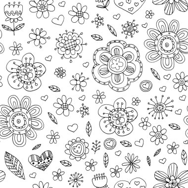 Vektör desen çiçekli Doodle ve zentangle