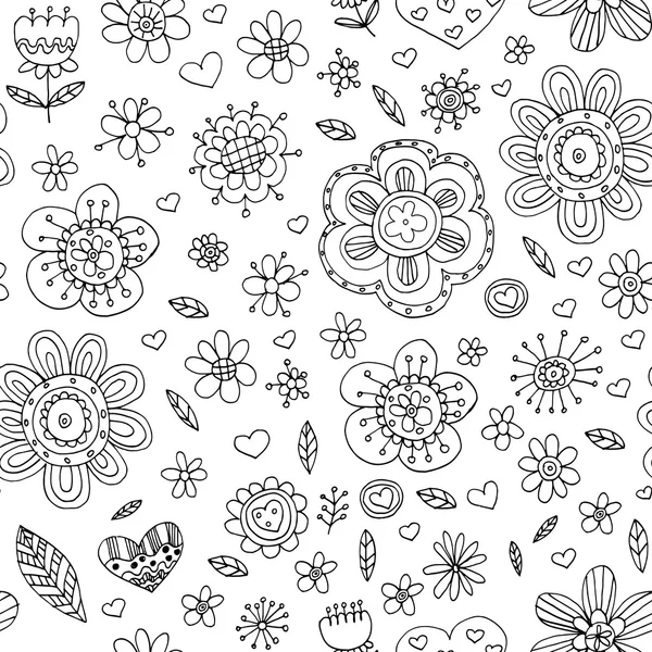 Vector pattern with flowers Doodle and zentangle — Stock Vector