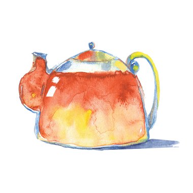 Çaydanlık suluboya resim