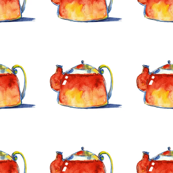 Imagem aquarela de bule de chá — Fotografia de Stock
