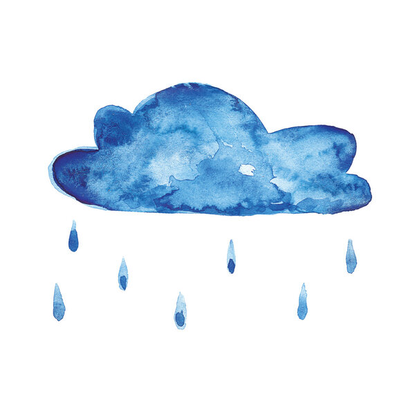 Watercolor icon of rainy cloud