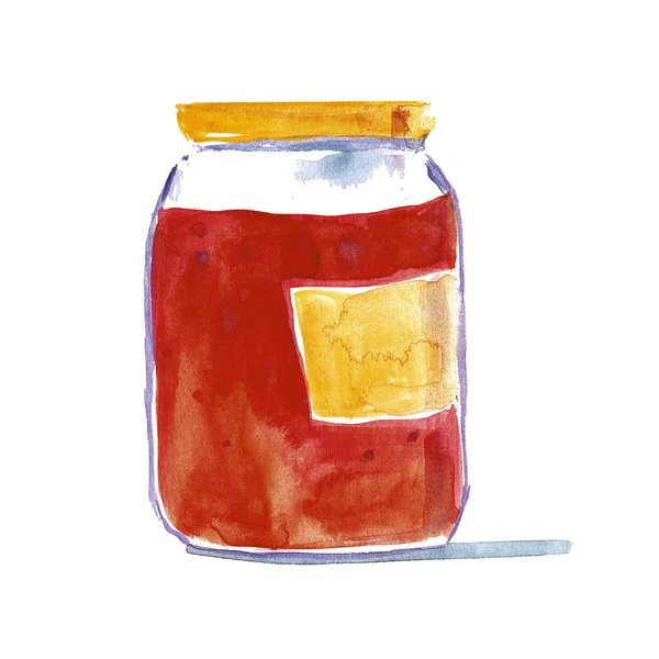 Vaso di marmellata fatta in casa Marmellata di fragole — Foto Stock