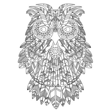 Büyük kartal baykuş. Kuşlar. Elle çizilmiş doodle zentangle