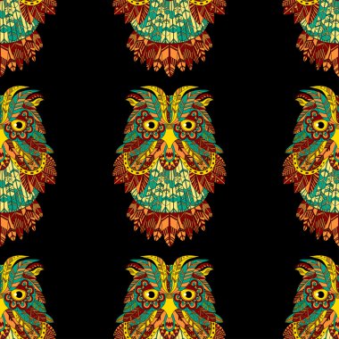 Büyük kartal baykuş. Kuşlar. Elle çizilmiş doodle zentangle