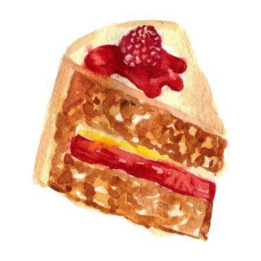 Çilekli pasta suluboya simgesi