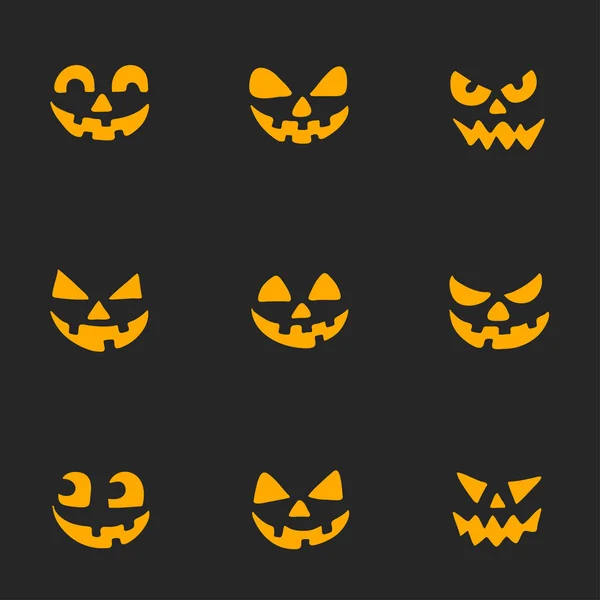 Sorrisos fantasma para festa de Halloween Truque ou tratar ícones vetoriais Divirta-se e seja assustador — Vetor de Stock