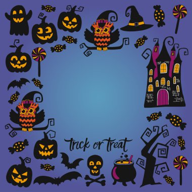 Mutlu Cadılar Bayramı vektör düz simgeler