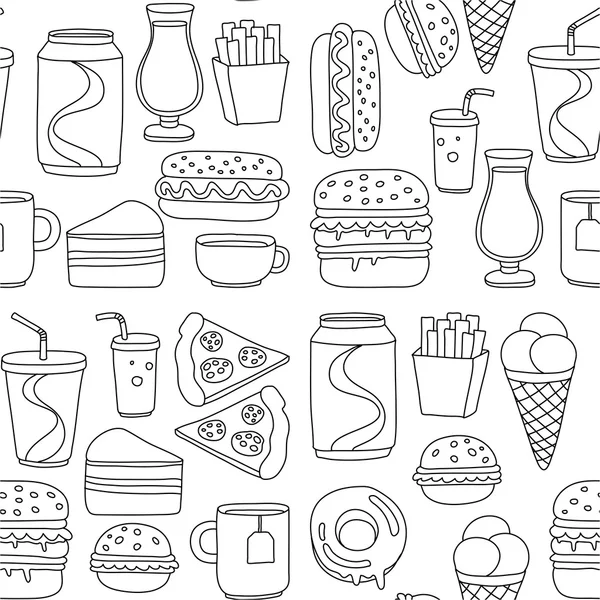 Hand getekende vector doodle pictogrammen voor fastfood menu, restaurant — Stockvector