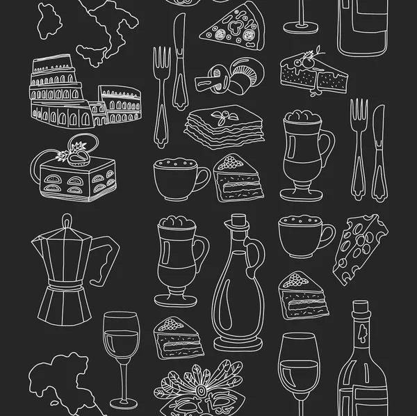 Set de doodle vectoriel pour menu italien. Restauration Voyage Cuisine Reprise du voyage — Image vectorielle