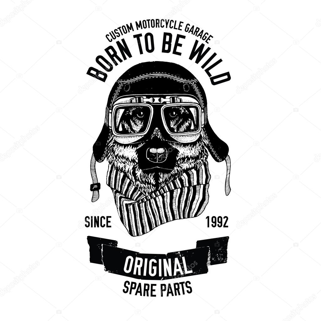 Biker quote with dog for garage, service, t-shirt, spare parts Vector image