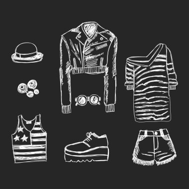 Doodle elle çizilmiş New York moda vektör görüntüleri