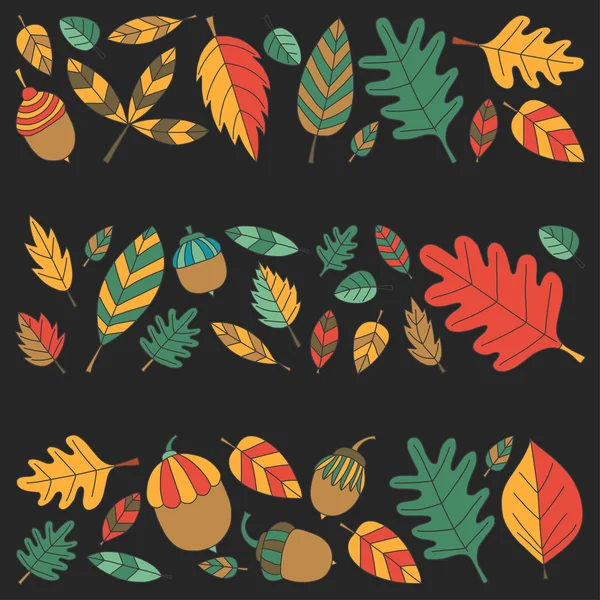 Minta az őszi levelek tölgy juhar makk Linden — Stock Vector