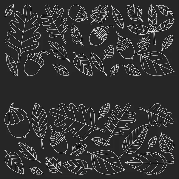Motif avec feuilles d'automne Chêne Maïs Acorn Linden — Image vectorielle
