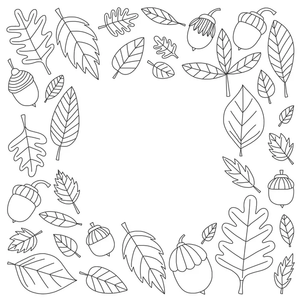 Шаблон с осенними листьями Oak Mapple Acorn Linden — стоковый вектор