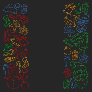 Çocuklu bir Noel kış vektörü. Çocuklar tatil ve spor.