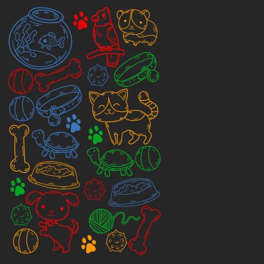 Veteriner kliniği, hayvanat bahçesi, evcil hayvan dükkanı. Kediler, köpekler, balıklar, papağanlar. Hayvanlar için oyuncaklar, hayvan bakımı.