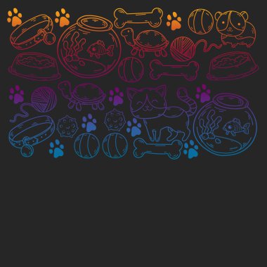 Veteriner kliniği, hayvanat bahçesi, evcil hayvan dükkanı. Kediler, köpekler, balıklar, papağanlar. Hayvanlar için oyuncaklar, hayvan bakımı.