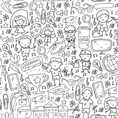 Okul için malzemelerle mükemmel bir şablon. Çevrimiçi internet eğitimi, e-öğrenme.