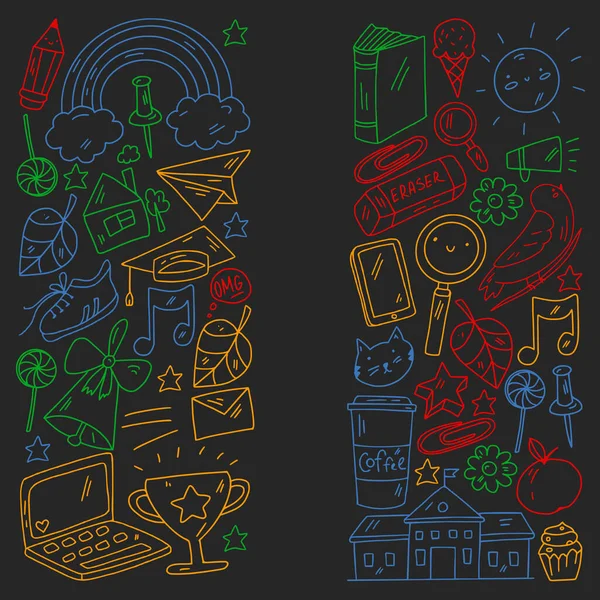 Vektör çizimi. Okul vektör kalıbına geri dönelim. Tekstil kumaş tasarımı, ambalaj kağıdı ve web sitesi duvar kağıtları.