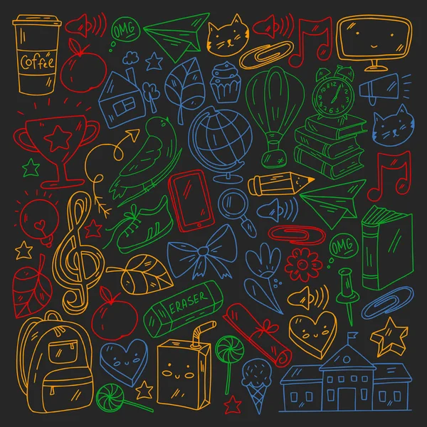 Vektör çizimi. Okul vektör kalıbına geri dönelim. Tekstil kumaş tasarımı, ambalaj kağıdı ve web sitesi duvar kağıtları.