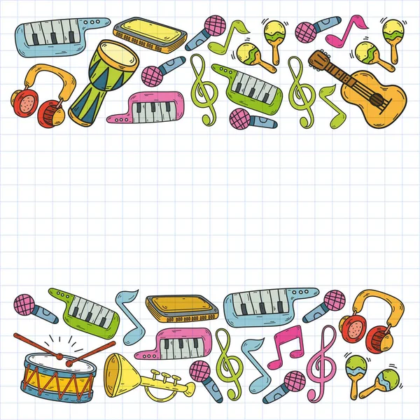 Doodle Enfants Avec Instrument De Musique Et Mélodie