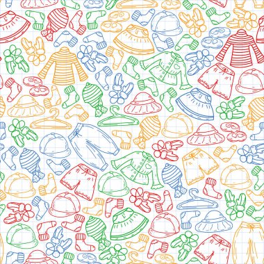 Vektör çocuk modası. Küçük kızlar ve oğlanlar için güzel elbiseler.