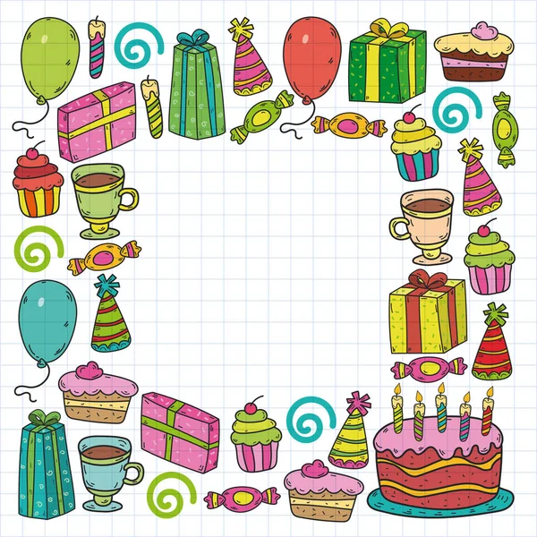 Feliz cumpleaños. Conjunto de elementos de fiesta de cumpleaños vector. — Archivo Imágenes Vectoriales