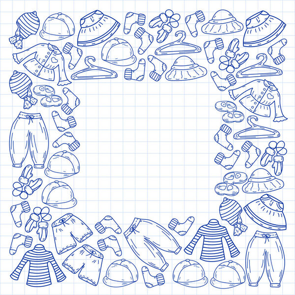 Мода для векторных детей. Красивая одежда для мальчиков и девочек.